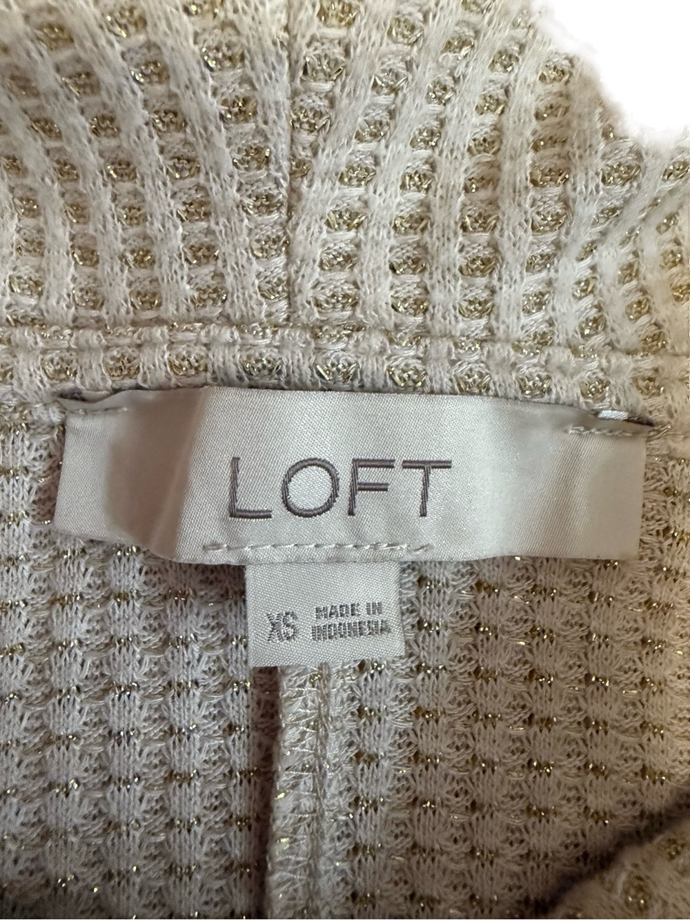 LOFT Cream Knit Top with Metallic Thread - Picture 3 of 4